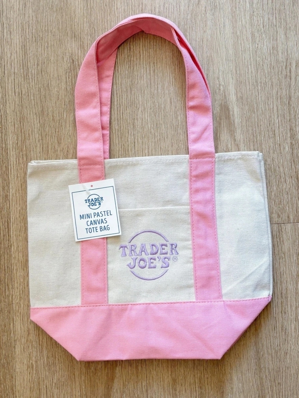 Trader Joe's Mini TOTE - Pink & Cream